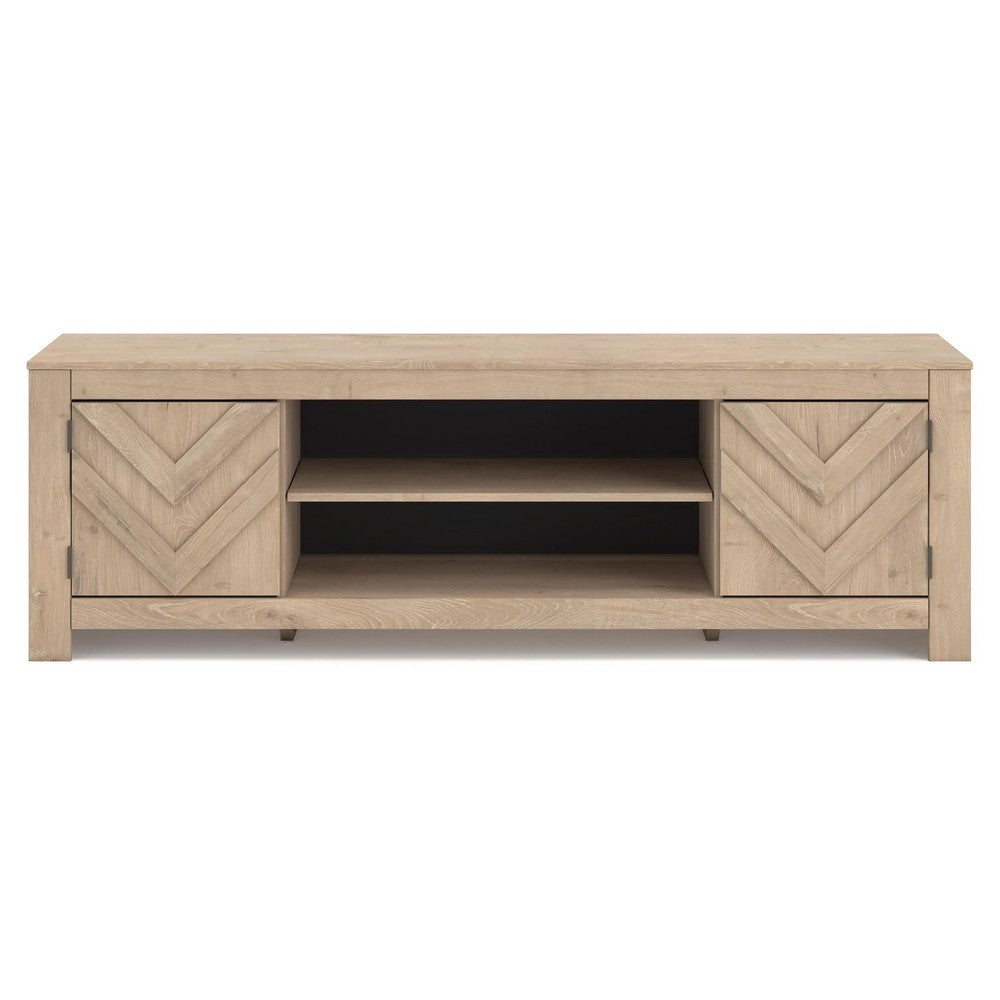 Cany TV Media Console with Firplace Option | 2 Doors | Tan Brown | 71"