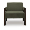 Live Accent Chair with Espresso Brown Wood Frame | Olive Green Tufted Velvet