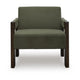 Live Accent Chair with Espresso Brown Wood Frame | Olive Green Tufted Velvet