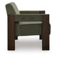 Live Accent Chair with Espresso Brown Wood Frame | Olive Green Tufted Velvet