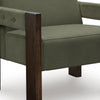 Live Accent Chair with Espresso Brown Wood Frame | Olive Green Tufted Velvet