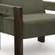 Live Accent Chair with Espresso Brown Wood Frame | Olive Green Tufted Velvet
