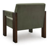 Live Accent Chair with Espresso Brown Wood Frame | Olive Green Tufted Velvet