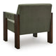 Live Accent Chair with Espresso Brown Wood Frame | Olive Green Tufted Velvet