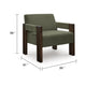 Live Accent Chair with Espresso Brown Wood Frame | Olive Green Tufted Velvet