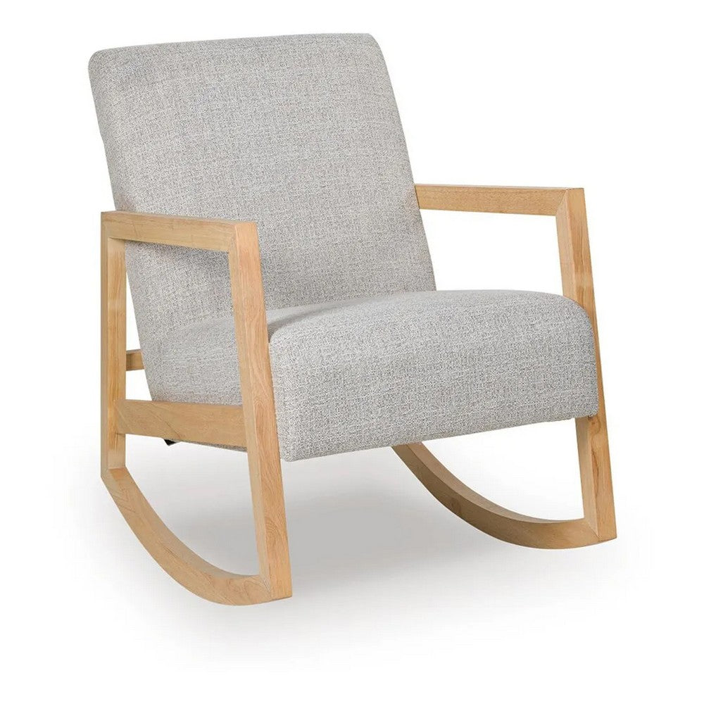 Wych Accent Rocking Chair with Natural Brown Wood Frame | Gray Fabric