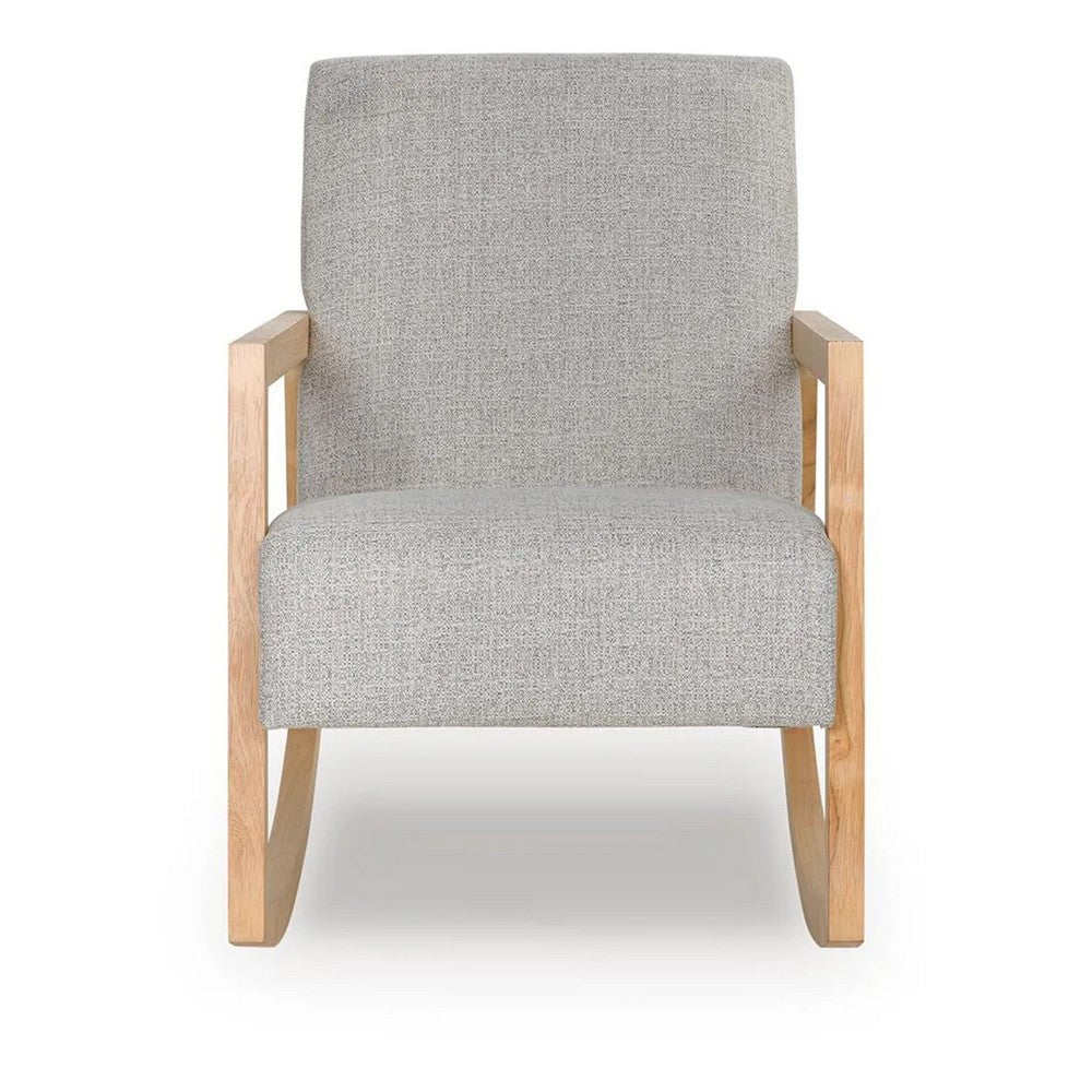Wych Accent Rocking Chair with Natural Brown Wood Frame | Gray Fabric