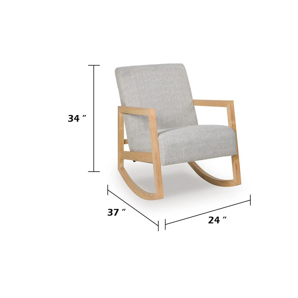 Wych Accent Rocking Chair with Natural Brown Wood Frame | Gray Fabric