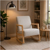 Wych Accent Rocking Chair with Natural Brown Wood Frame | Gray Fabric