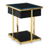 Rexy Accent Table with Built-In Speaker | Gold Metal | Black Mirror | 22"