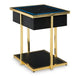 Rexy Accent Table with Built-In Speaker | Gold Metal | Black Mirror | 22"