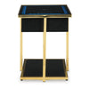 Rexy Accent Table with Built-In Speaker | Gold Metal | Black Mirror | 22"