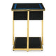 Rexy Accent Table with Built-In Speaker | Gold Metal | Black Mirror | 22"