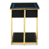 Rexy Accent Table with Built-In Speaker | Gold Metal | Black Mirror | 22"