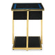 Rexy Accent Table with Built-In Speaker | Gold Metal | Black Mirror | 22"