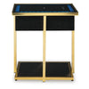 Rexy Accent Table with Built-In Speaker | Gold Metal | Black Mirror | 22"