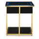 Rexy Accent Table with Built-In Speaker | Gold Metal | Black Mirror | 22"