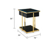 Rexy Accent Table with Built-In Speaker | Gold Metal | Black Mirror | 22"