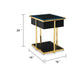 Rexy Accent Table with Built-In Speaker | Gold Metal | Black Mirror | 22"