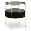 Noddy Accent Table with Glass Top | Built-In Speaker | Gold Metal | 22"