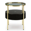 Noddy Accent Table with Glass Top | Built-In Speaker | Gold Metal | 22"