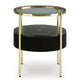 Noddy Accent Table with Glass Top | Built-In Speaker | Gold Metal | 22"