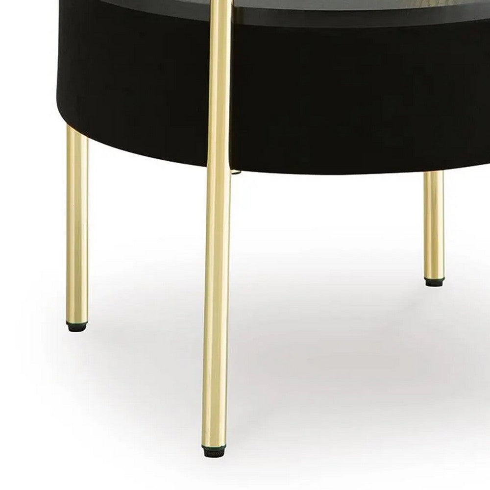 Noddy Accent Table with Glass Top | Built-In Speaker | Gold Metal | 22"