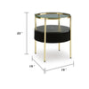 Noddy Accent Table with Glass Top | Built-In Speaker | Gold Metal | 22"