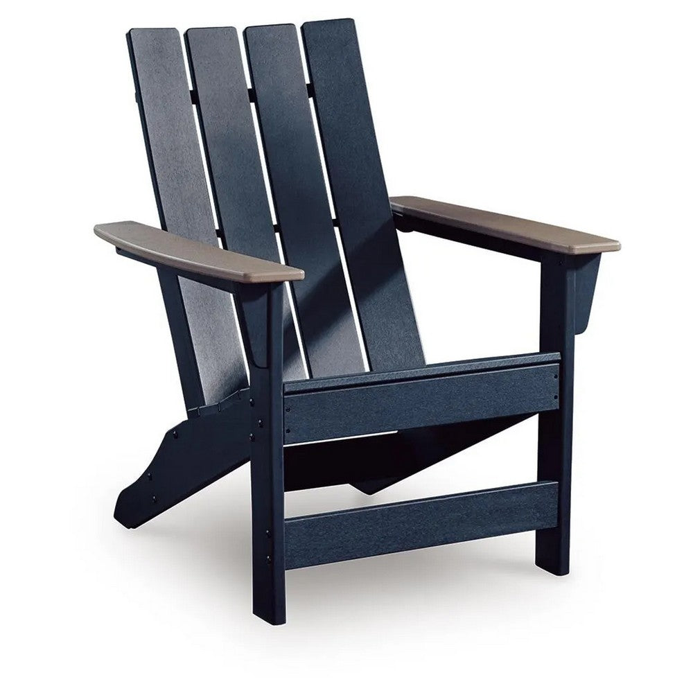 Eina Outdoor Adirondack Chair with Driftwood Tone Arms | Navy Blue