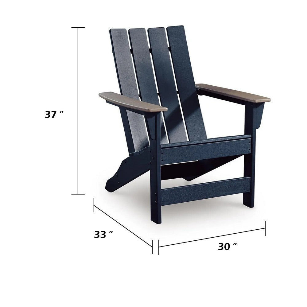 Eina Outdoor Adirondack Chair with Driftwood Tone Arms | Navy Blue