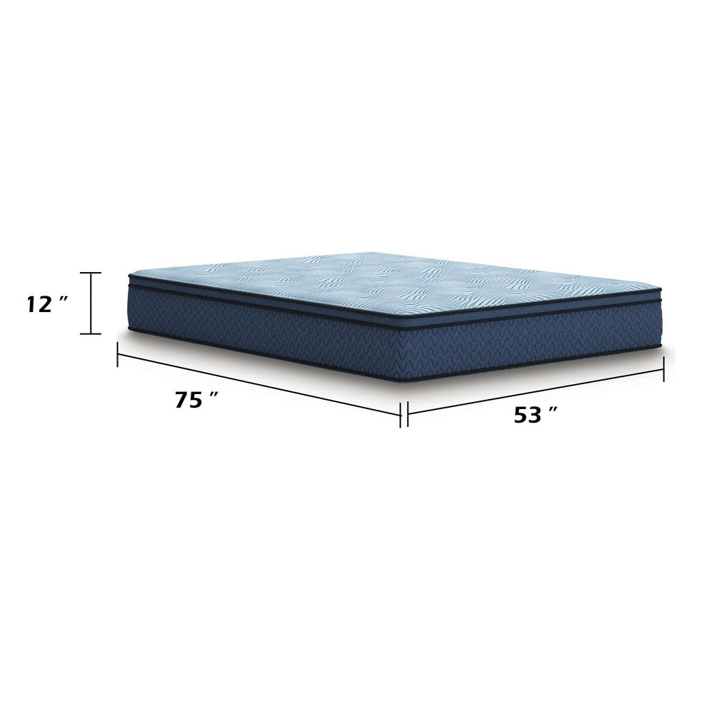 Pmy Hybrid Full Mattress | Gel Memory Foam | Edge Support System | Blue | 12"