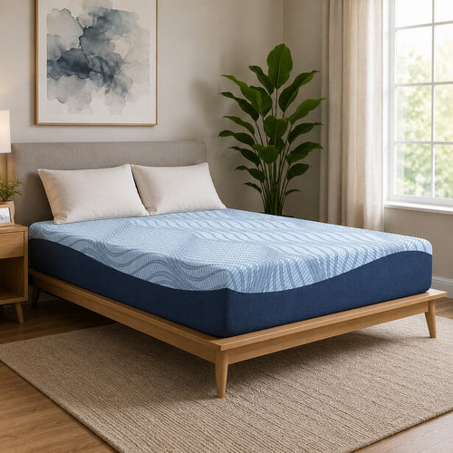 Ammy Memory Foam Full Mattress | Firm Foam Support | Light Blue | 10"