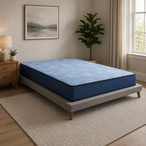 Pmy Hybrid Queen Mattress with Cooling Coil Support | Blue Polyester
