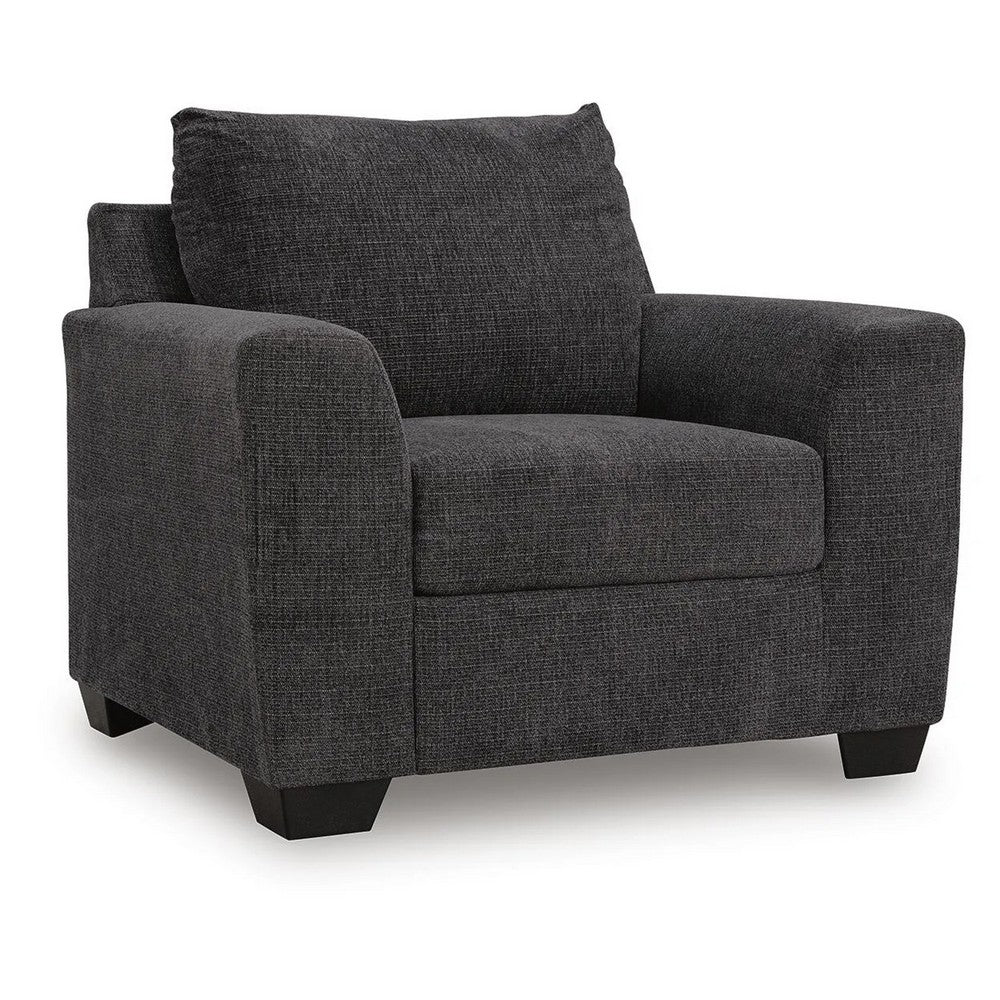 Lorry Accent Chair with Track Arms | Ebony Black Chenille 44"