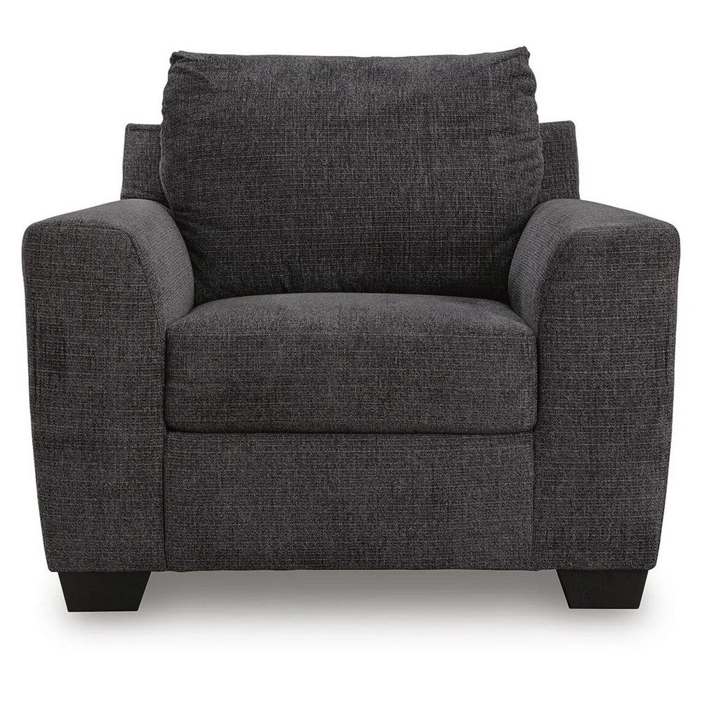 Lorry Accent Chair with Track Arms | Ebony Black Chenille 44"
