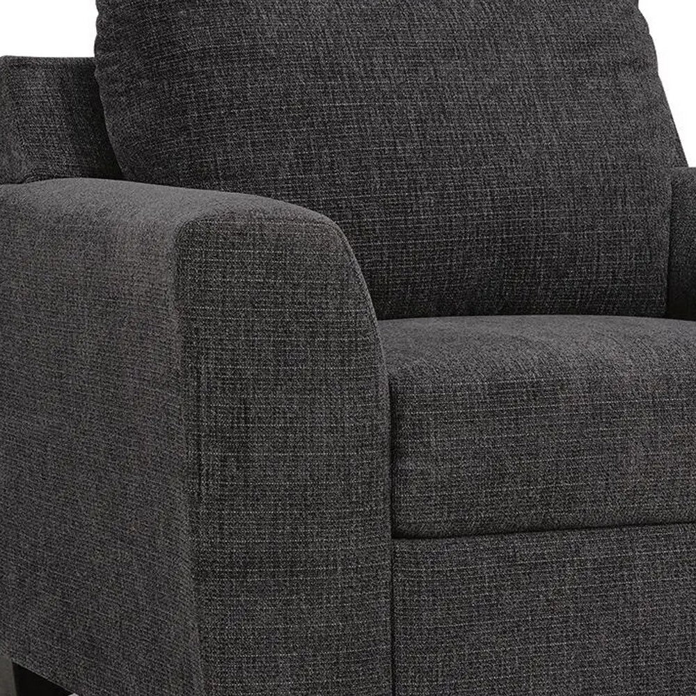 Lorry Accent Chair with Track Arms | Ebony Black Chenille 44"