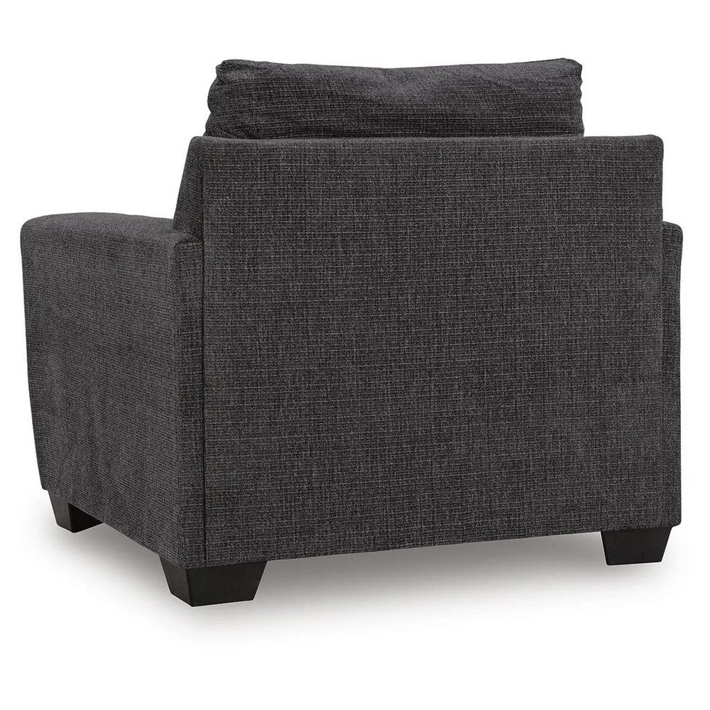 Lorry Accent Chair with Track Arms | Ebony Black Chenille 44"