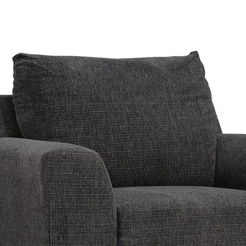 Lorry Accent Chair with Track Arms | Ebony Black Chenille 44"