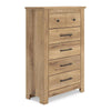 Maki Tall Dresser Chest | 5 Drawers | Natural Brown Finish & Bronze Knobs