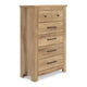 Maki Tall Dresser Chest | 5 Drawers | Natural Brown Finish & Bronze Knobs