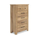 Maki Tall Dresser Chest | 5 Drawers | Natural Brown Finish & Bronze Knobs