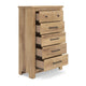 Maki Tall Dresser Chest | 5 Drawers | Natural Brown Finish & Bronze Knobs