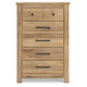 Maki Tall Dresser Chest | 5 Drawers | Natural Brown Finish & Bronze Knobs