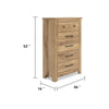 Maki Tall Dresser Chest | 5 Drawers | Natural Brown Finish & Bronze Knobs