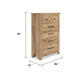 Maki Tall Dresser Chest | 5 Drawers | Natural Brown Finish & Bronze Knobs