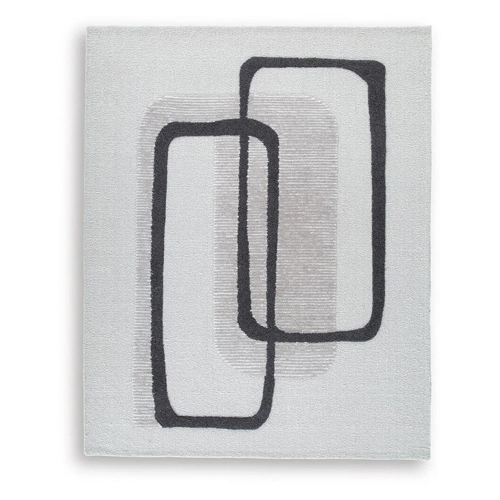 Davis 8 x10 Large Area Rug | Charcoal-Ivory Abstract Accents | Taupe Wool