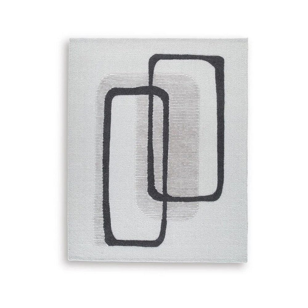 Davis 8 x10 Large Area Rug | Charcoal-Ivory Abstract Accents | Taupe Wool