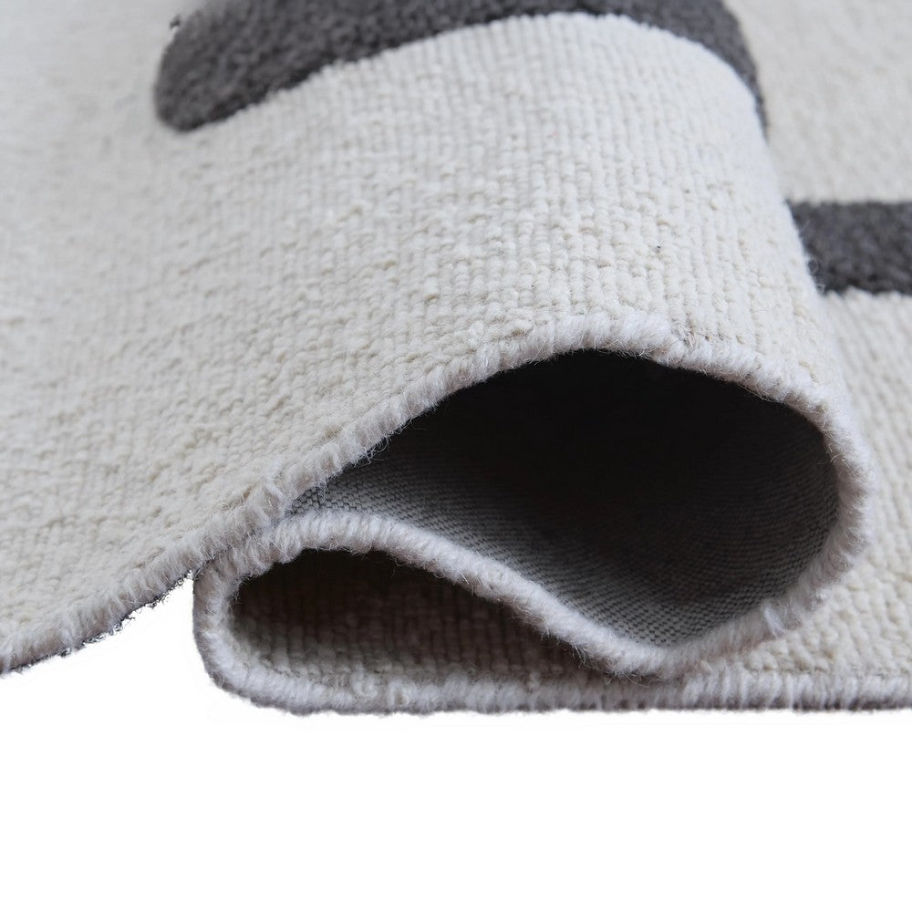Davis 8 x10 Large Area Rug | Charcoal-Ivory Abstract Accents | Taupe Wool