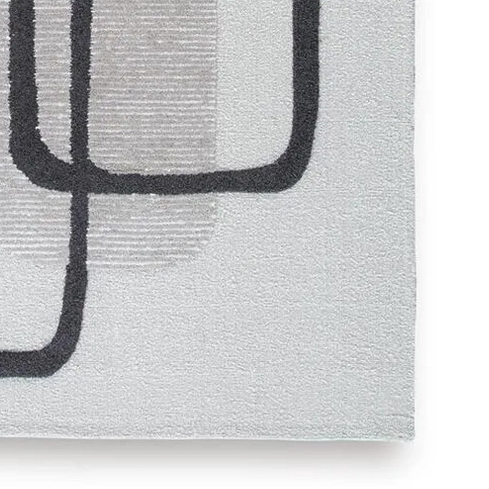 Davis 8 x10 Large Area Rug | Charcoal-Ivory Abstract Accents | Taupe Wool