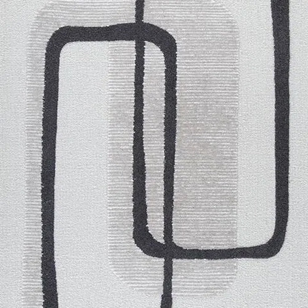 Davis 8 x10 Large Area Rug | Charcoal-Ivory Abstract Accents | Taupe Wool